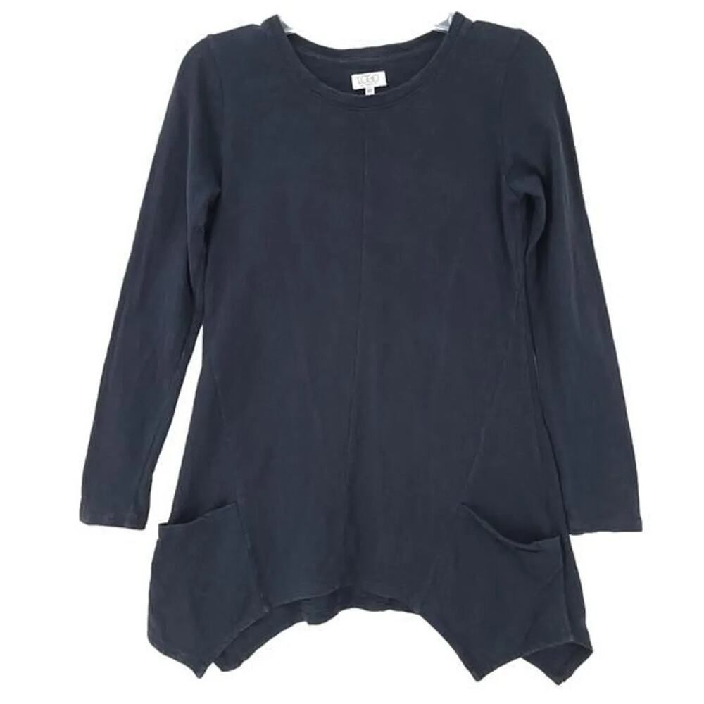LOGO Lori Goldstein XS Black Cotton Sharkbite Tunic